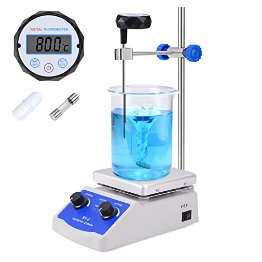 

Magnetic Stirrer SH-2 Hot Plate Mixer Max 520℉ Lab Hotplate Stirrer 2000 RPM Stir Plate with Thermometer Stir Bar and Support S