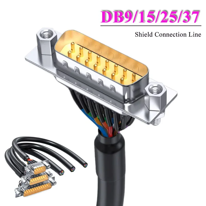 Industrial DB9 DB15 DB25 DB37 Single Head Wire Gold-plated DB 9/15/25/37Pin Shield Connection Line Male Female Connector Cable