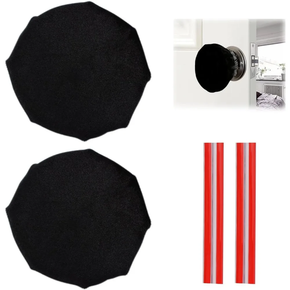 Black Soft Round Door Handle Covers Anti Static Protector with Adhesive Strip