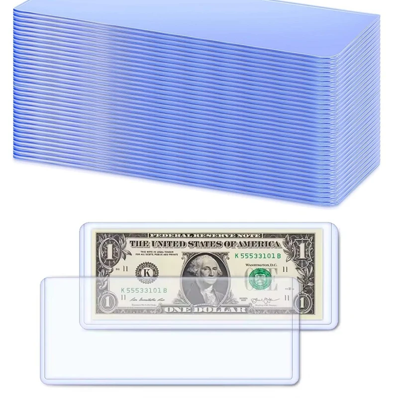16PC Transparent PVC Banknote Sleeve Collectible Banknote Protection Archival Safe Storage Supply for Paper Money Collection ZYF