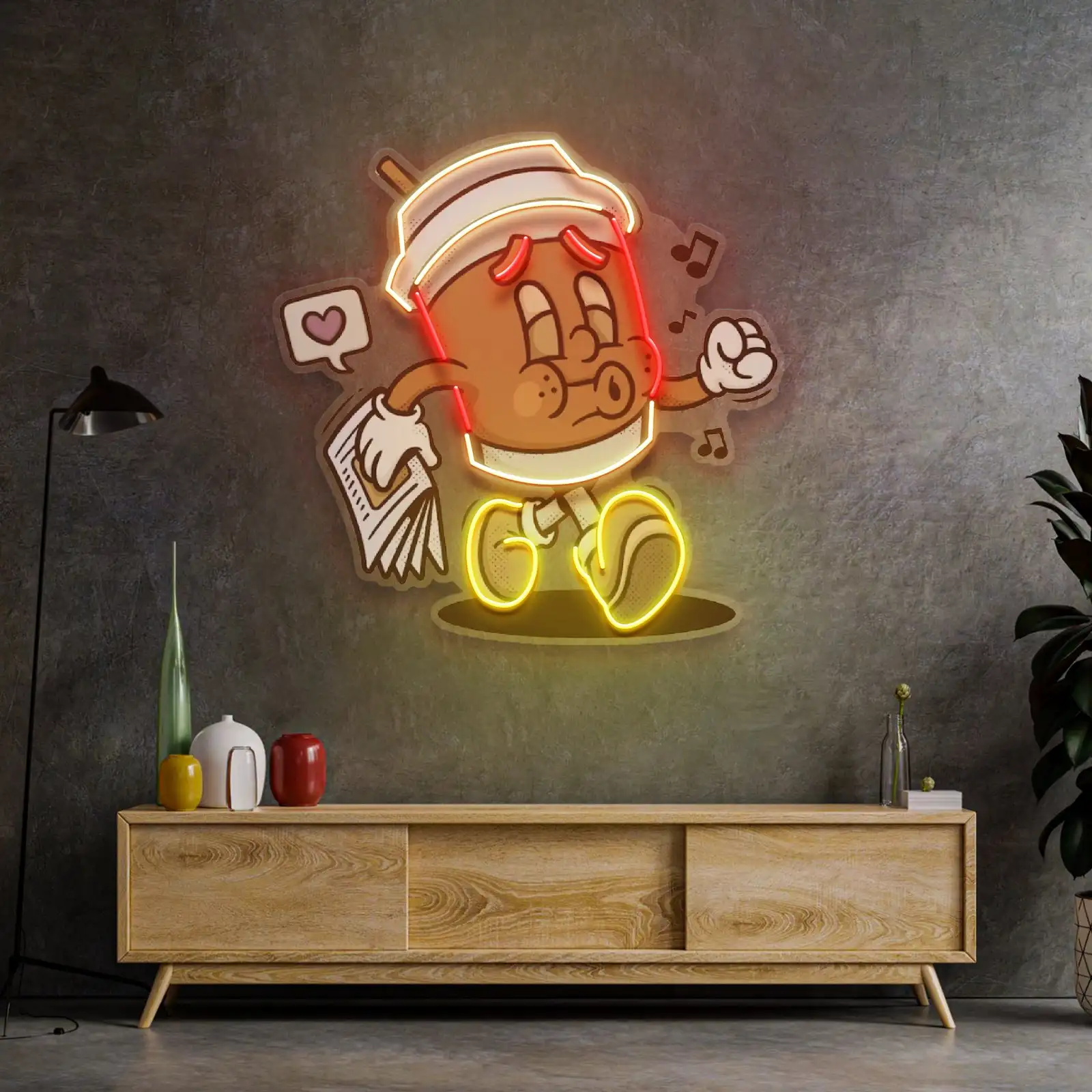 Imagem -02 - Desenhos Animados Led Neon Sign Light Pop Art Quarto Sala de Estar Home Wall Decor Personalizado Impressão uv Personalizada Luzes Noturnas