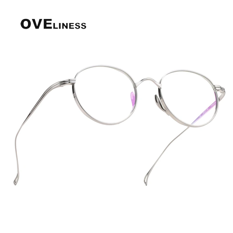 Pure Titanium Glasses Frame Men Women Retro Round Prescription men's Eyeglasses frames 2023 New Vintage Optical Myopia eyewear image 2