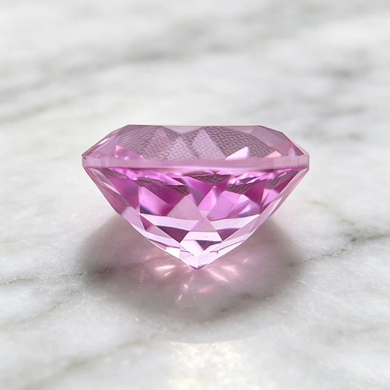 Laborgezüchteter Saphir in runder Form, rosa Farbe, Edelstein-Anhänger für DIY-Ringe, Halsketten, Ohrringe, Herstellungsmaterialien, wählbar mit Zertifikat – Detail 5