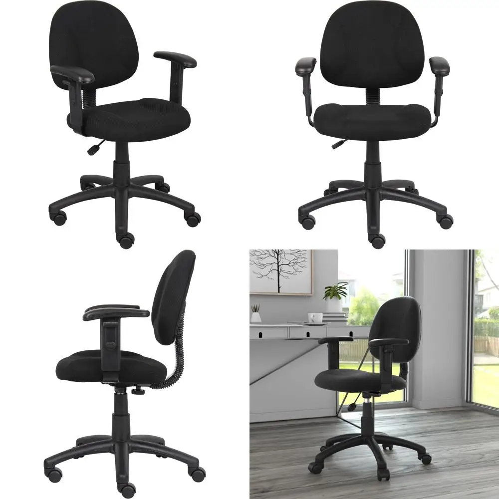 

Luxury Fabric Task Chair with Adjustable Arms for Perfect Posture in Black