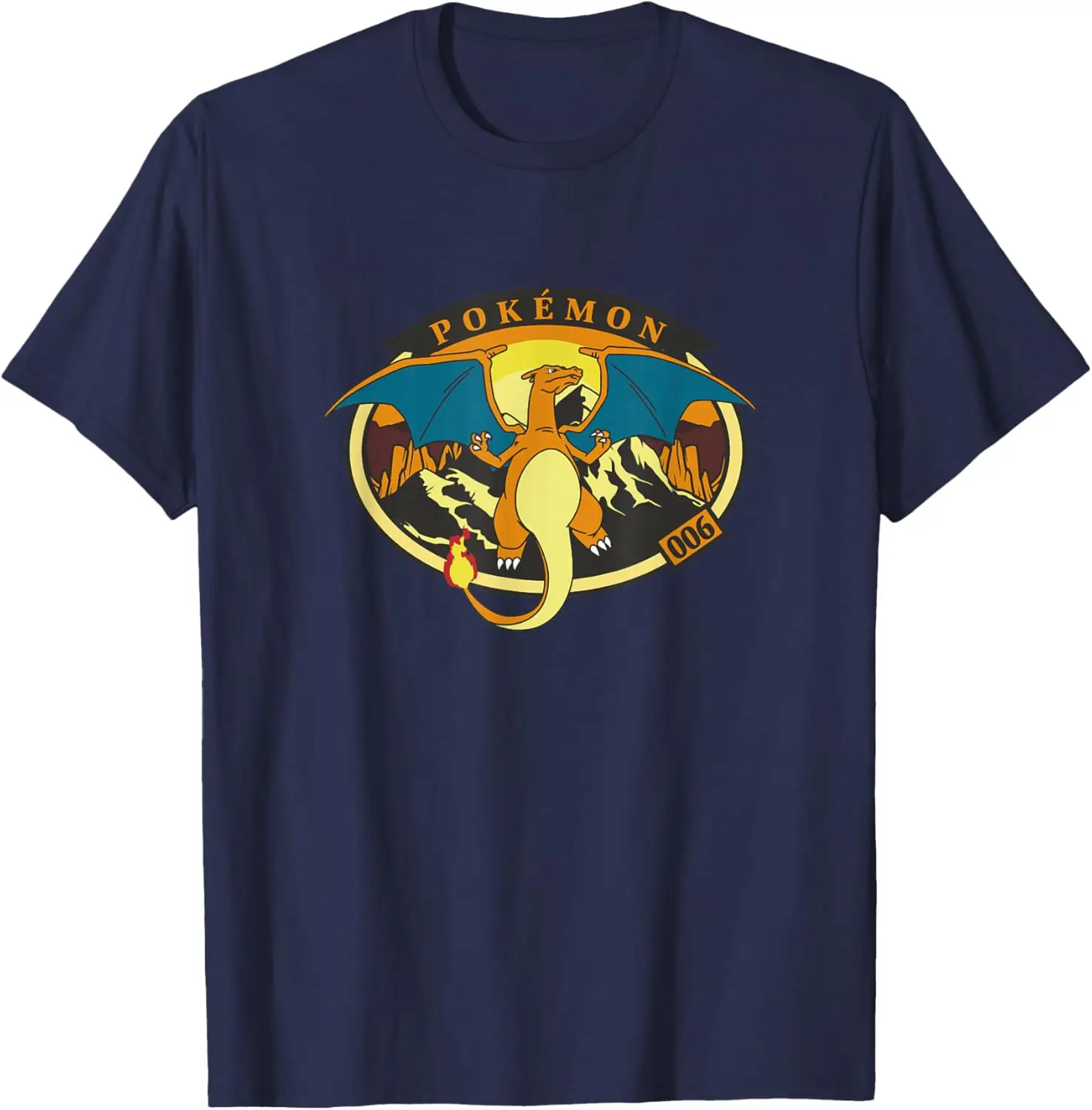 Pokémon Outdoor Adventures Charizard Mountain Volcano Badge T-Shirt S-6XL