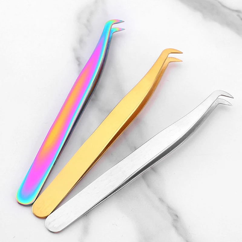 1PC Eyelash Tweezer 3D/6D Volume Eyelash Extension Blooming Tweezers Stainless Steel Fan Lash Tweezer