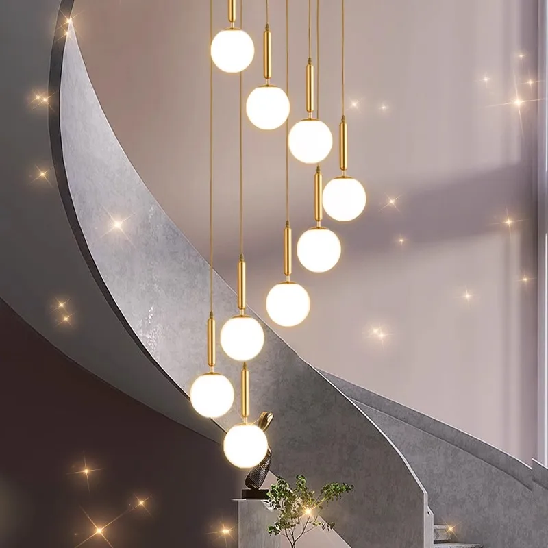 Nordic home decoration, stair chandelier, living room bedroom and dining room Pendant lights, ceiling light, indoor lighting