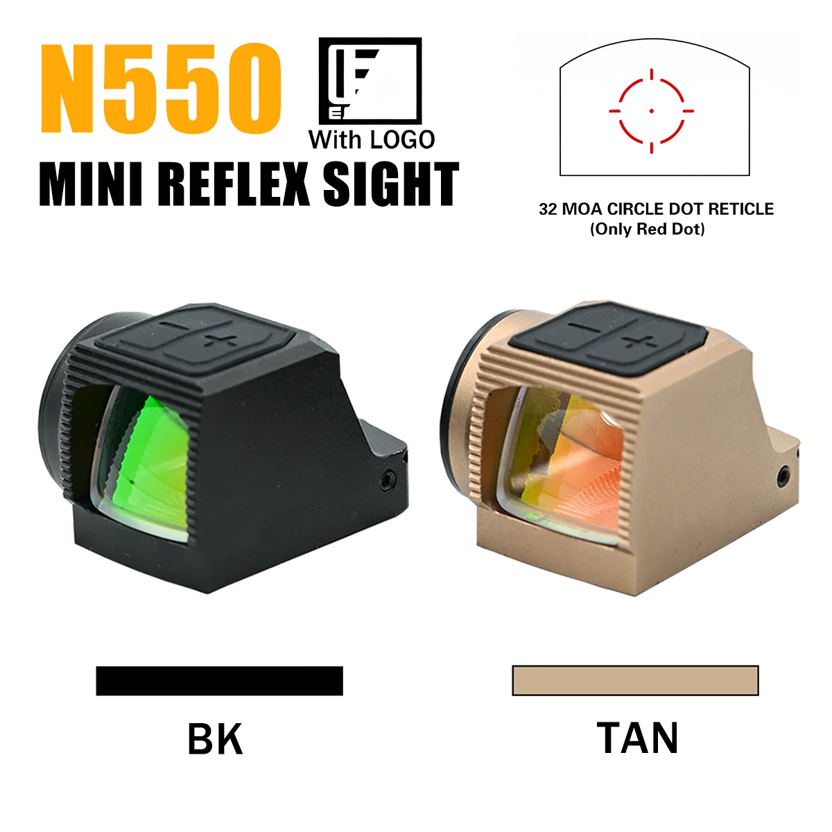 Tactical N550 Red Dot Sight Enclosed Red Dot Collimator Sight W/Sports Shake Awake Reflex Optics RifleScope Airsoft Sight