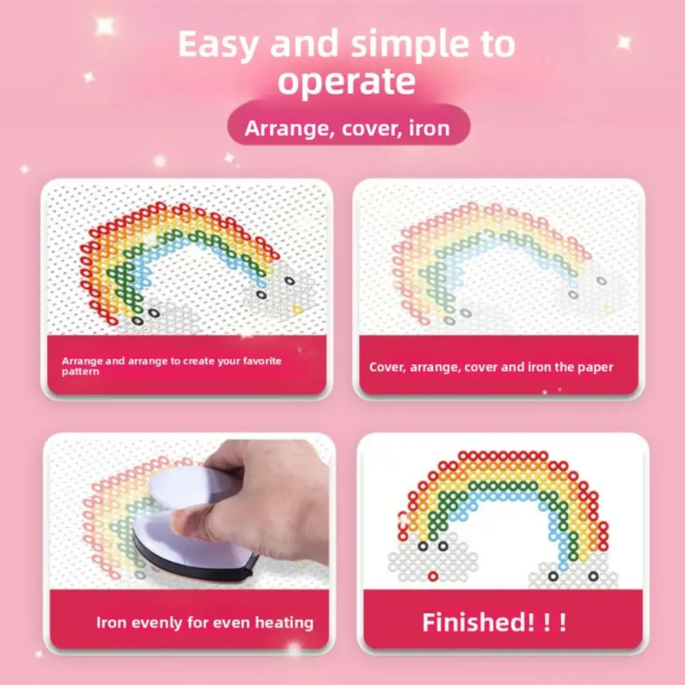 

Colorful Bean Splicing Material Package Pegboard Sheets Ironing Paper Bean Splicing Tool Set Storage Box Iron Handicraft Kit