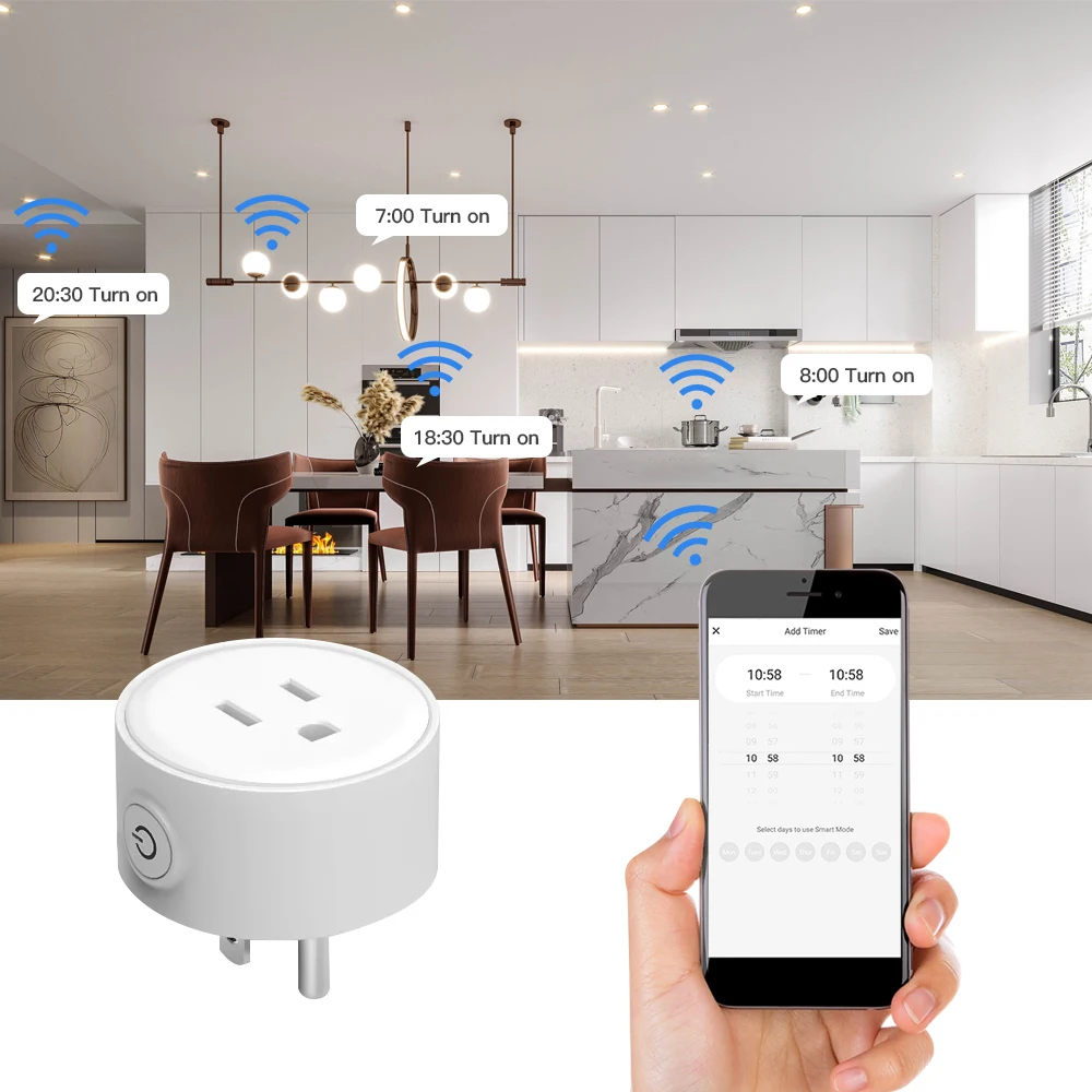 Tuya Wifi Smart Plug USA Socket Wireless Switch Smart Home App Scene Linkage Support Alexa Google Home Voice Assitant Control