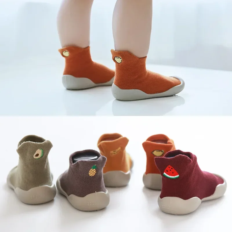 Spring and Autumn Children\'s Walking Shoes Soft Sole Silicone Cartoon Pure Cotton Baby Shoes Kindergarten Baby Socks Shoes