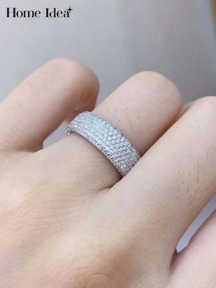 

Women 925 Sterling Silver Shiny Moissanite Diamonds Rings Personality New Fashion Ladies Fine Jewelry Rings Accessories Gift