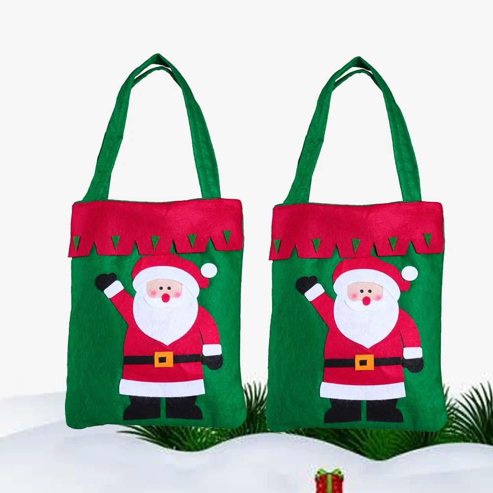 

2 Pcs Christmas Decoration Gift Bag Candy Bags Decorative Portable Felt Holiday Treat