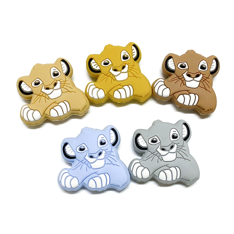 1set Silicone Cartoon Simba Beads Baby Silicone DIY Nursing Necklace Pacifier Clips Jewelry Accessories
