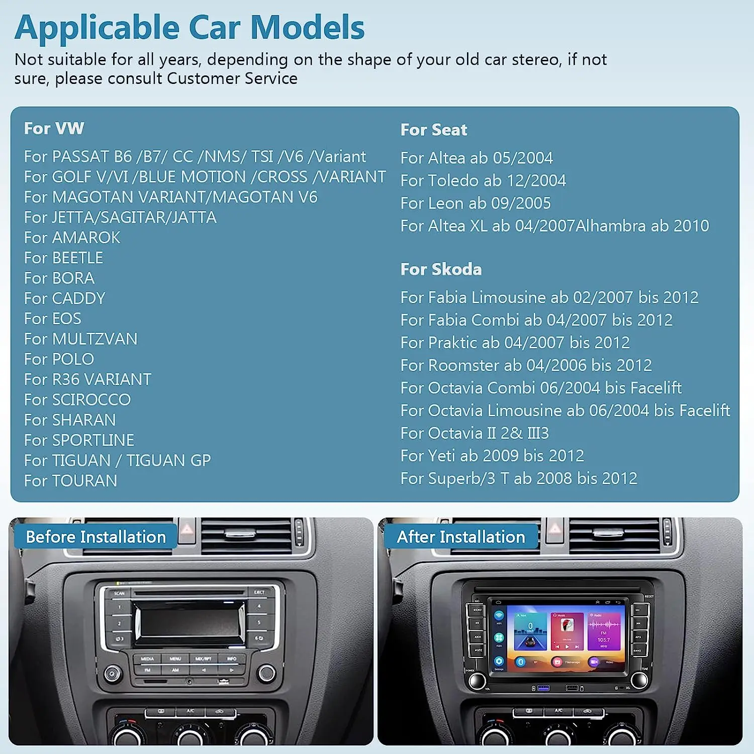 Android Car Radio Carplay for VW Volkswagen Jetta Passat Golf Polo 7\