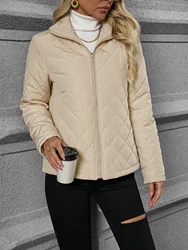 Winter new 2024 thick cotton coat, women's long sleeved warm coat, monochrome casual and comfortable Korean version fashion