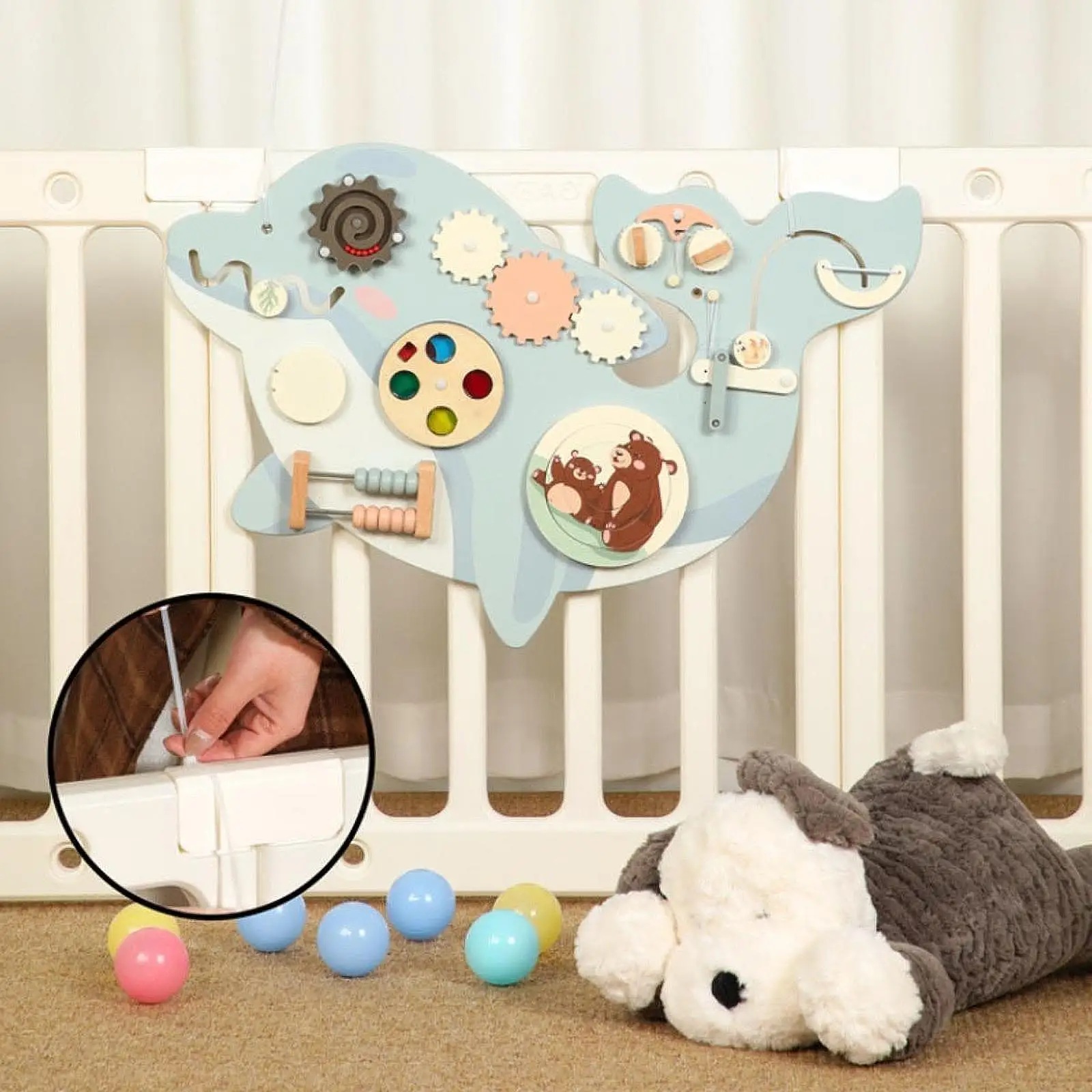 

Busy Board Wall Panel,Learning Wooden Toy Developmental Interactive Activity Center Educational Toy for Kids Boys Girls