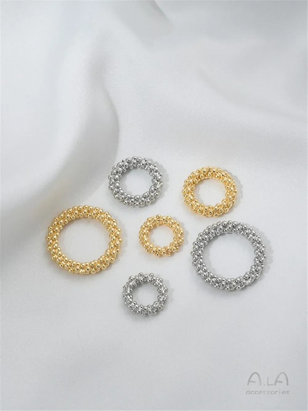 14K Copper Clad True Gold Ring Concave Convex Closed Ring Handmade Connection Ring Circle DIY Jewelry Hanging Ring Accessories