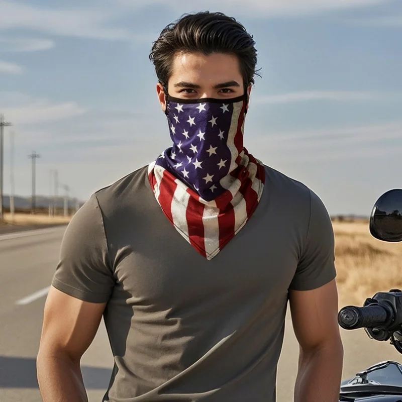 Unisex Face Mask Neck Gaiter Bandana Breathable Quick-Drying Sun Protection Ear Loop Headscarf Cycling Printed Triangle Scarf