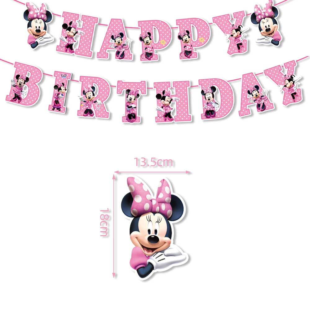 87pcs/set Pink Minnie Mouse Girls Birthday Party Decorations Paper Plates Cups Napkin Disposable Party Tableware Baby Shower