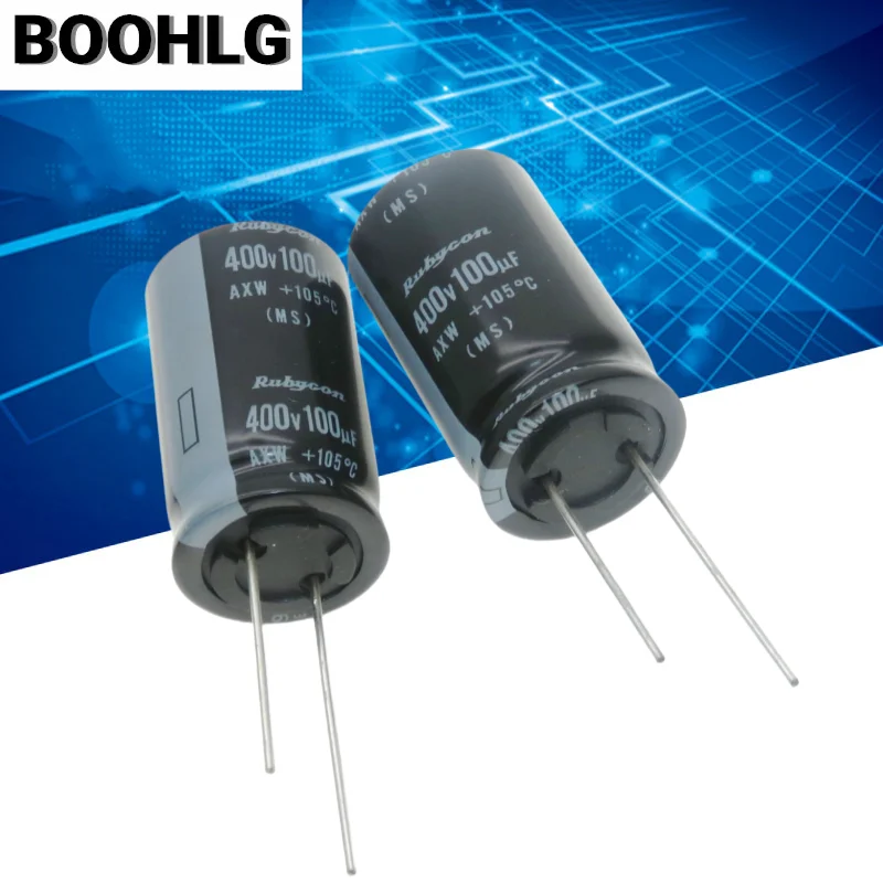 5PCS 100UF 400V Ruby Capacitor 400V 100UF 18X30 AXW High Frequency Low Resistance