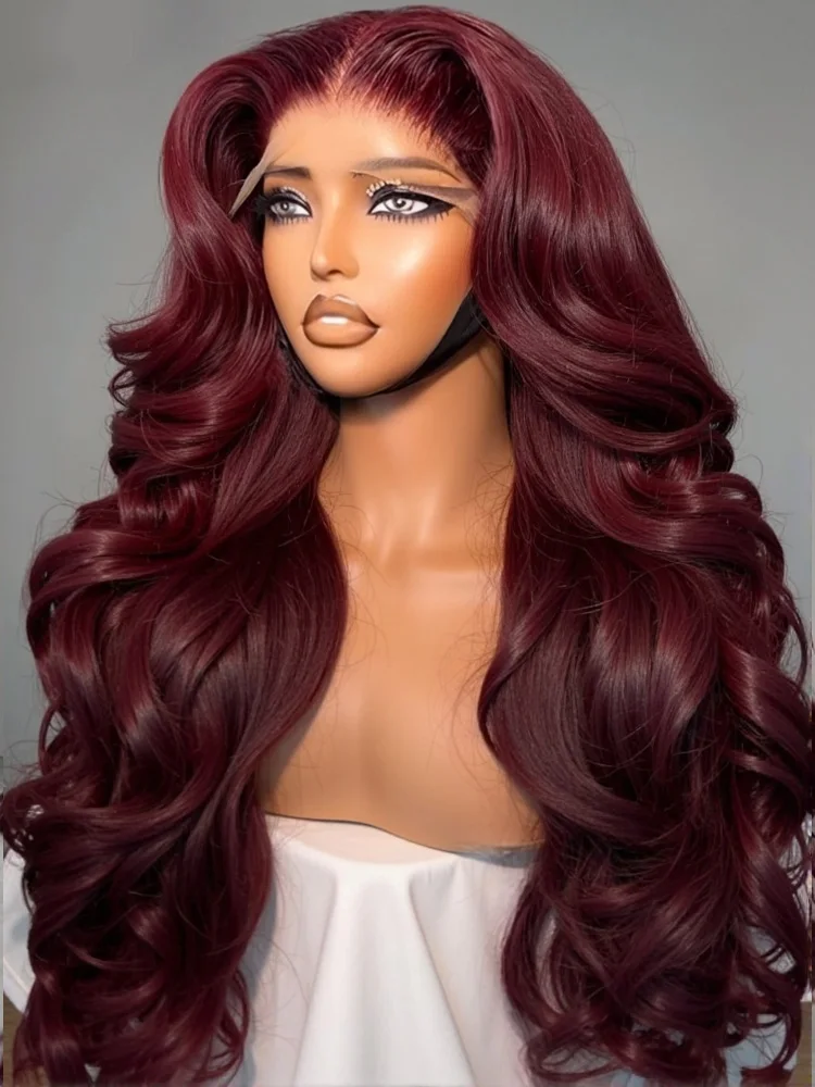 

Парик из натуральных волос с эффектом Body Wave, 250 плотности, красно-коричневый, с HD-кружевной основой 13x4/13x6, предварительно проработанный, с эффектом Water Wave