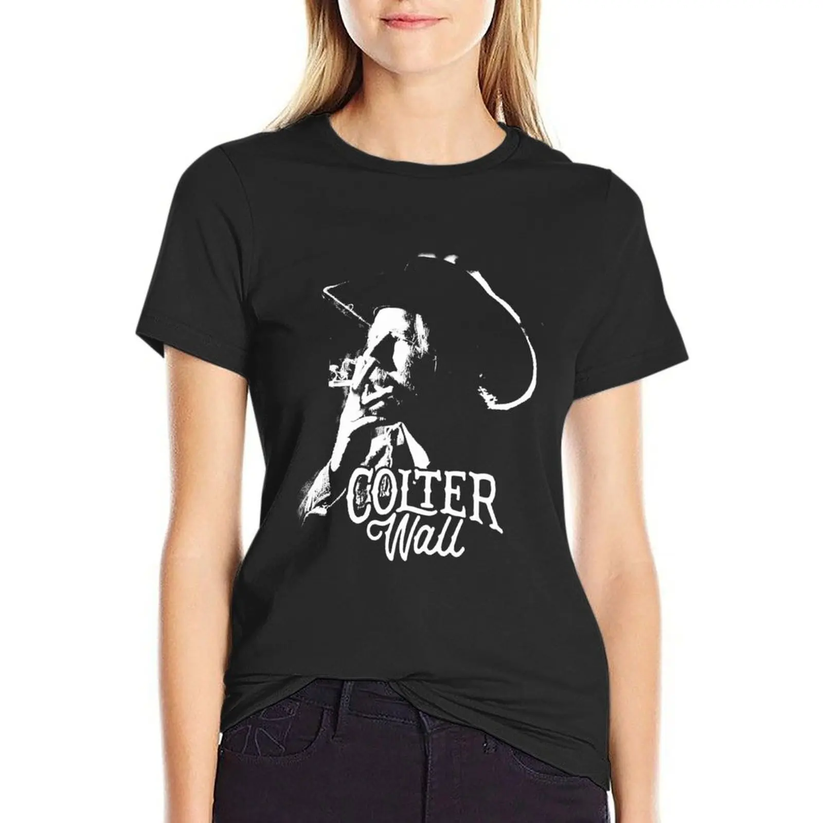 

Colter Wall White and Black Colter Art Wall Singer-Songwriters Canadians T-Shirt summer tops Women's tops