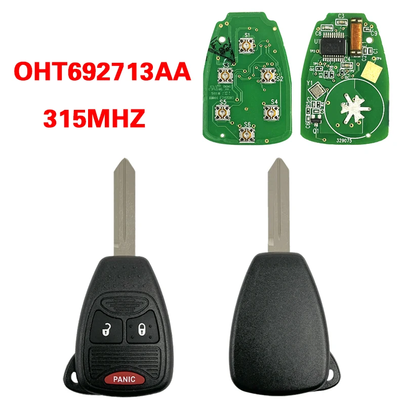 CN015058 OEM pcb With Aftermarket Shell Remote Head Key For Chrysler Dodge Jeep 2004 - 2016 3 Button OHT692427AA OHT692713AA