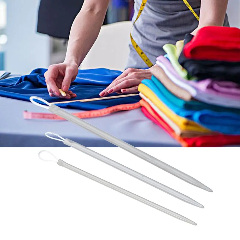 3pcs/set Ergonomic Handle Wool Thick Knitter Crochet Hook Nylon Wire Knitting Needles Big Eye Yarn Sewing Needles
