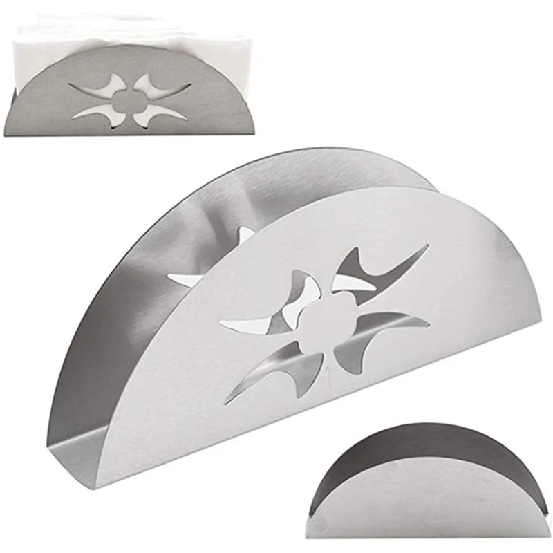 

10X Paper Towel Holder Stainless Steel Napkin Holder Fanshaped Organizer Container Home Party Dining Table Decoration