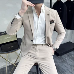 (Jacket+Pant) Plus Size 7XL 6XL Korean Latest Design Men Casual Suit Groom Wedding Stage Tuxedos Men Business Social Tuxedo