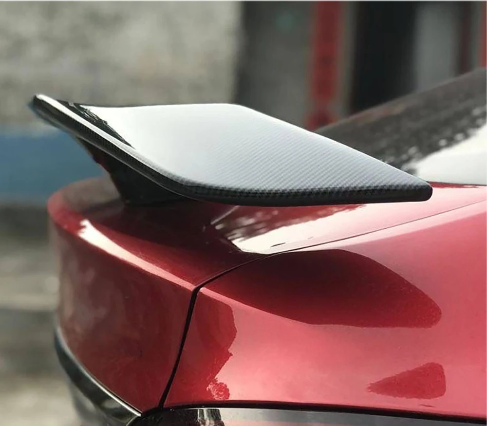 Car Spoiler Universal No Drilling Large Fixed Wing With Light Carbon Fiber Pattern Car Bumper Tail Wing Cars Accessories