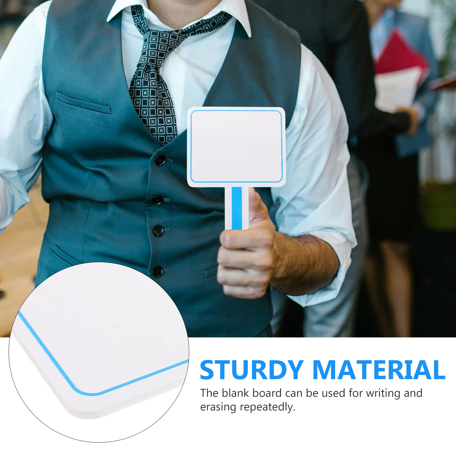 سبورة بيضاء محمولة من جانب واحد قابلة لإعادة الاستخدام لوحة مسح جاف محمولة مجداف صغير فارغ لألعاب مزاد لوحة النتائج #4