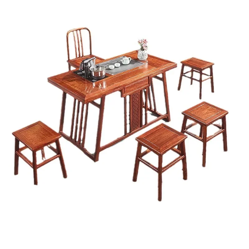 

Mahogany Hedgehog Red Sandalwood Small Tea Table and Chair Combination New Zhongxin Simple Balcony Household Small Space Tea