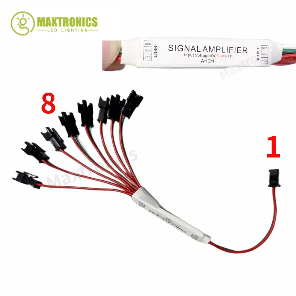 1 TO 4/8 Led Strip Mini TTLSignal Amplifier Repeater For 3Pin RGBIC Addressable LED Strip Modules WS2812B WS2811 SK6812 DC5-24V