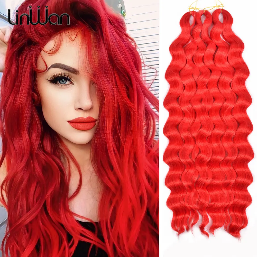 Anna torção crochê tranças de cabelo 24 Polegada solto onda profunda crochê cabelo ombre tira branco extensão do cabelo sintético onda água cabelo