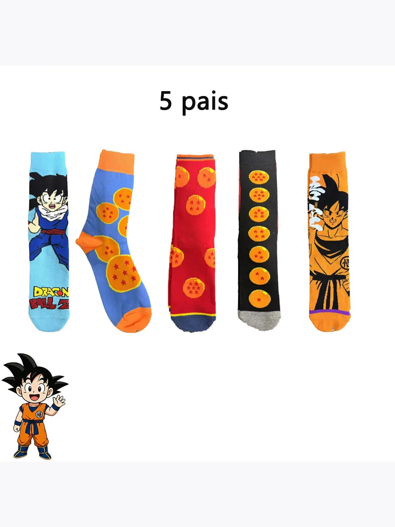 1/5 Paar Socken mit Dragon Ball-Motiv – Goku- und Dragon Ball-Charakterisierte Mid-Tube-Socken – ein Must-Have für Anime-Fans