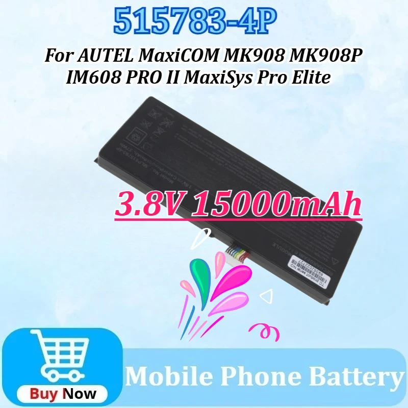 

New 3.8V 15000mAh 515783-4P Battery for AUTEL MaxiCOM MK908 MK908P IM608 PRO II MaxiSys Pro Elite