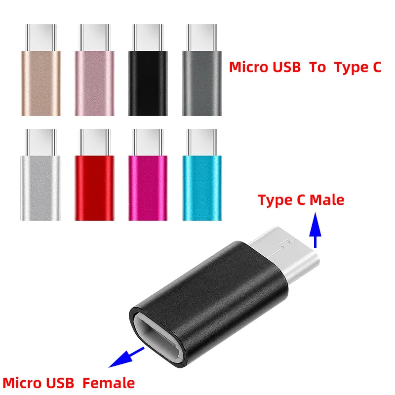 Mental Mini Type C Adapter Micro USB Female To Type C Male Adapter for Huawei Phone Micro To USB-C Type-C USB 3.1 Data Charging