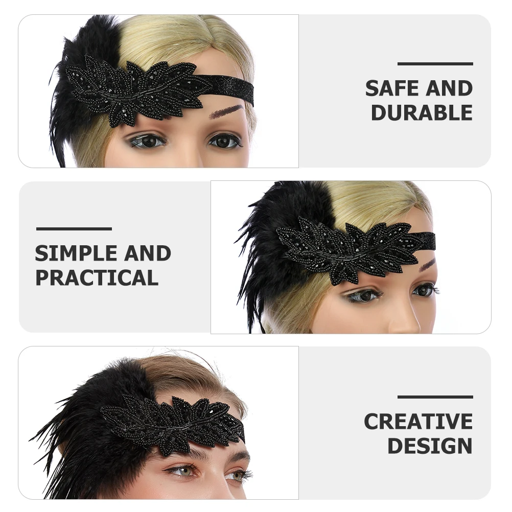 

Headb for Wedding Party 1920s Flapper Retro Crystal Hair B Headdress Accessory Unfading Realistic Looks