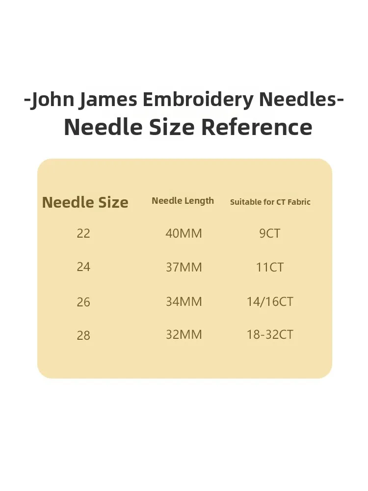 John James Cross Stitch Needle Dull Head 22 24 26 28 Number Home Textile Sewing DIY Materials Tools And Finished Products