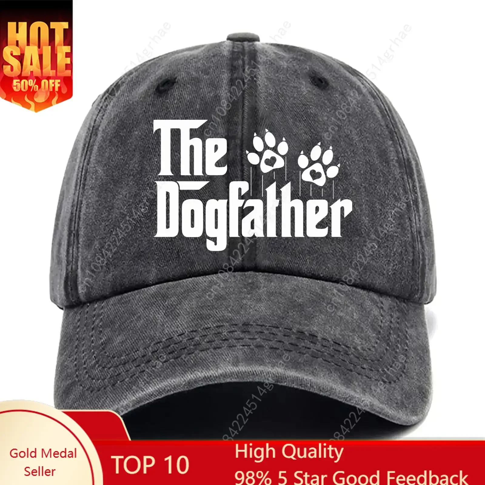 

The Dogfather Funny Hats Dog Dad Baseball Cap Dog Lover Hat Gifts for Men,Adjustable Baseball Cap for Men Black