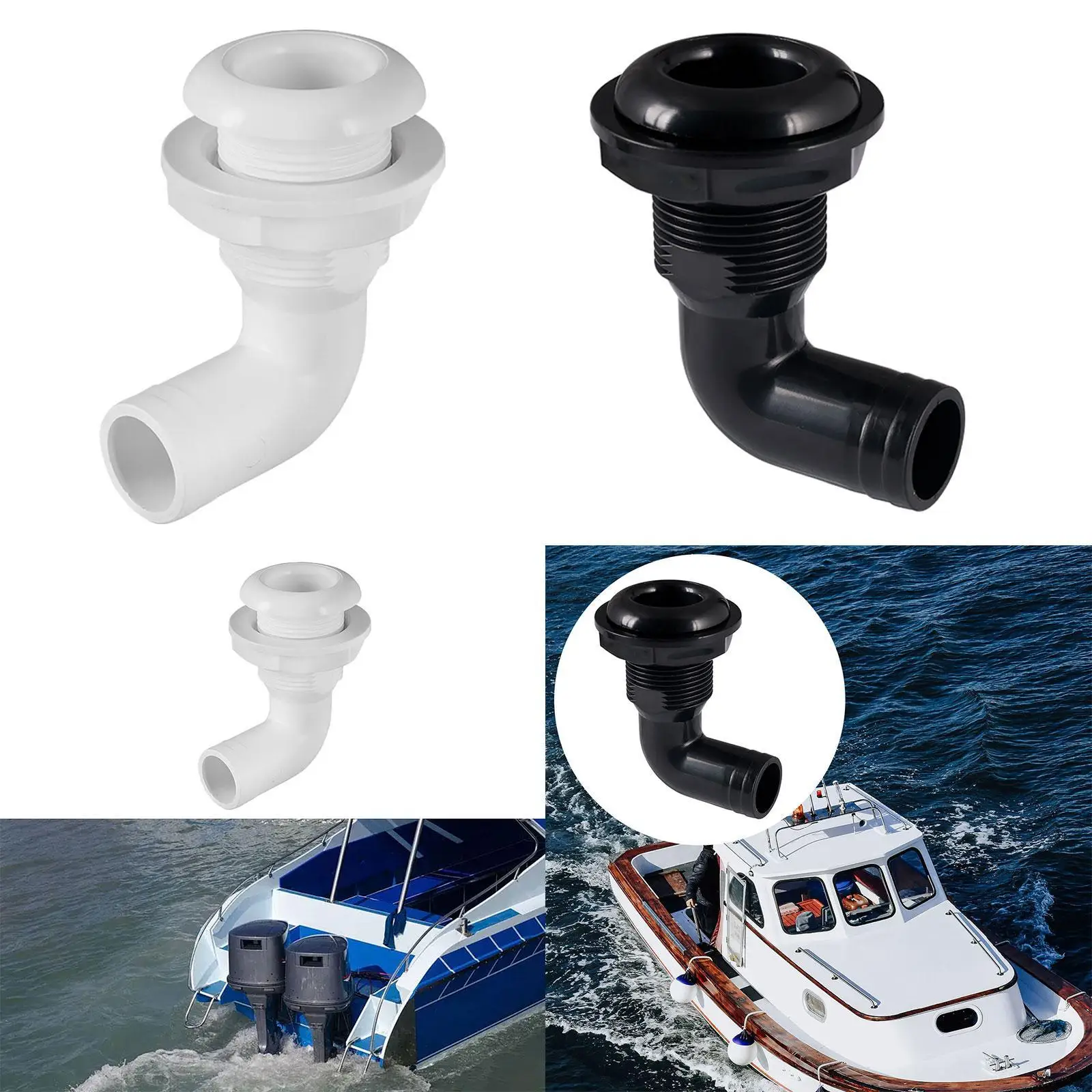 

90 Degree thru Hull Fitting Connector Component Yacht Marine Hose Pipe Elbow