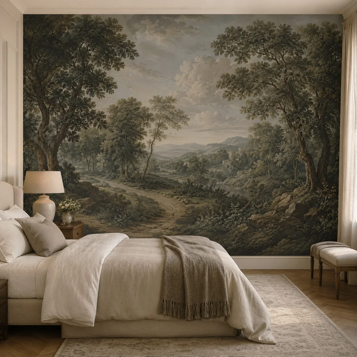 papel-tapiz-mural-de-pared-con-diseno-de-valle-de-bosque-antiguo-arte-de-paisaje-con-camino-sin-fin-para-dormitorio-y-sala-de-estar-requiere-pegamento