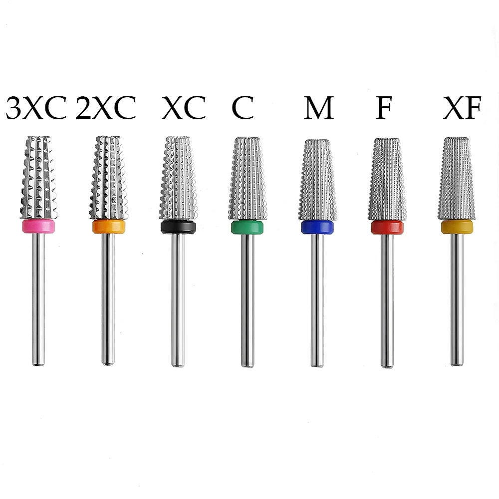 Fioletowe frezy karbidowe 5 w 1 stożkowe do paznokci, frezarki do manicure, usuwania żelu, akryli, akcesoria do paznokci, narzędzie