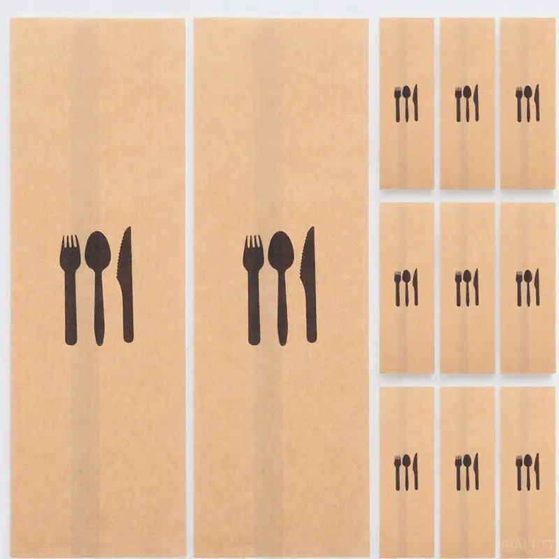 

100 шт. бумажных пакетов для столовых приборов из крафт-бумаги, одноразовые кармашки для сервировки стола на банкетах, свадьбах и вечеринках