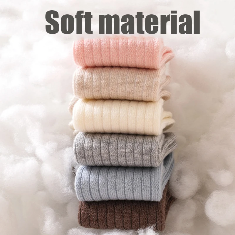 3 Paar Thermosocken für Babys, mittelhohe Socken, Winter, dickes Fleece, Socken für Kleinkinder, gerippte, einfarbige Socken für Neugeborene. – Detail 3