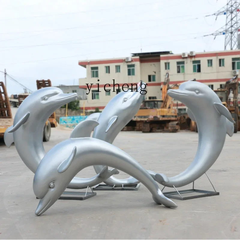 L7-15 simulation dolphin fiberglass sculpture ornament seaside beach aquarium garden landscape lawn decoration