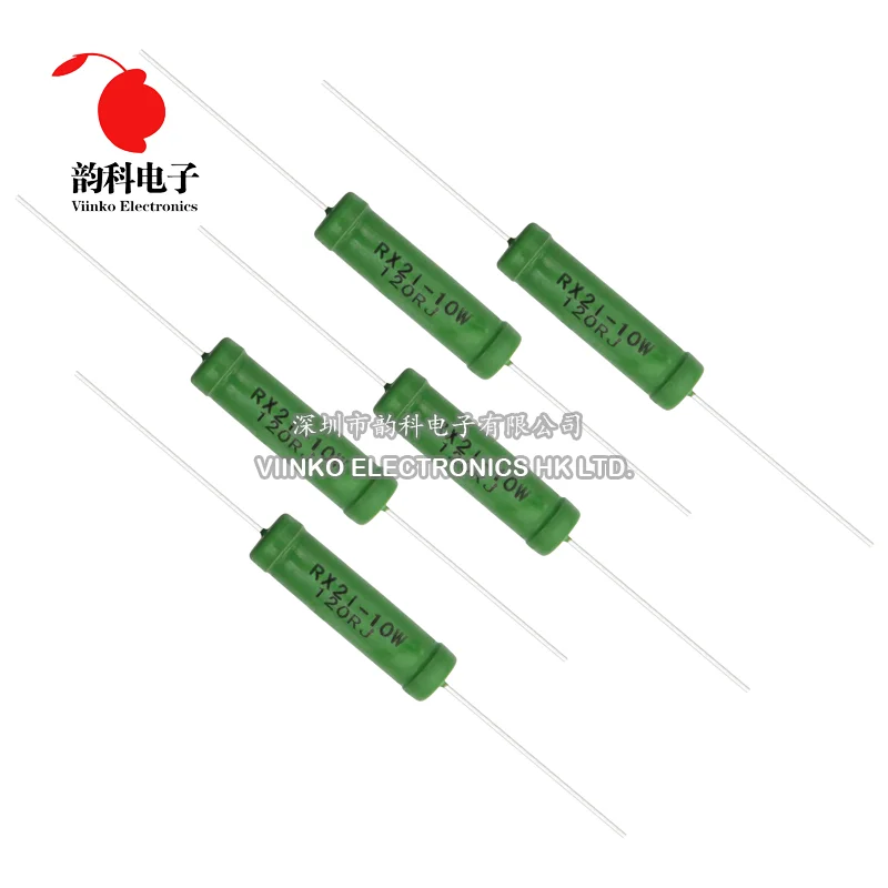 5pcs RX21 10W Wire Wound Resistance 5% 1R 10R 100R 1K 10K 12K 15K 20R 22R 24R 27R 30R 33R 0.05 0.1 0.22 1 10 15 100 ohm Resistor