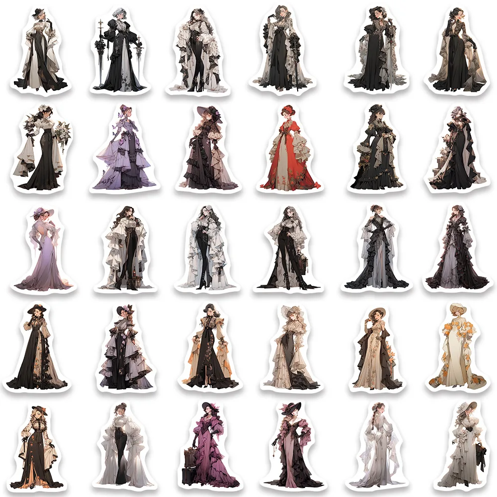 1 pack of 60pcs high-end dress beautiful girl stickers Multi functional decorative stationery stickers